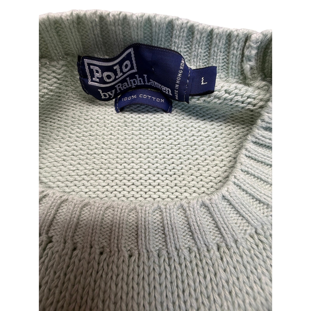 Polo Ralph Lauren Vintage Men's Knit Crewneck Pastel Sage Green Sweater L