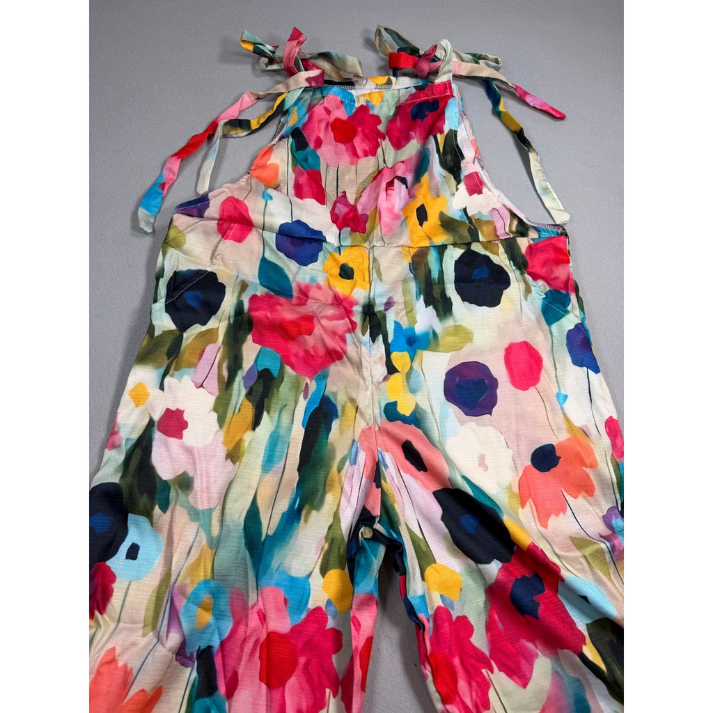 Floral Pant Jumper with Tie Straps and Pockets size S