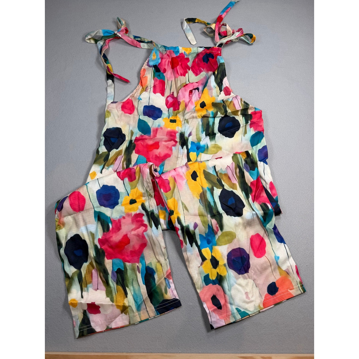 Floral Pant Jumper with Tie Straps and Pockets size S