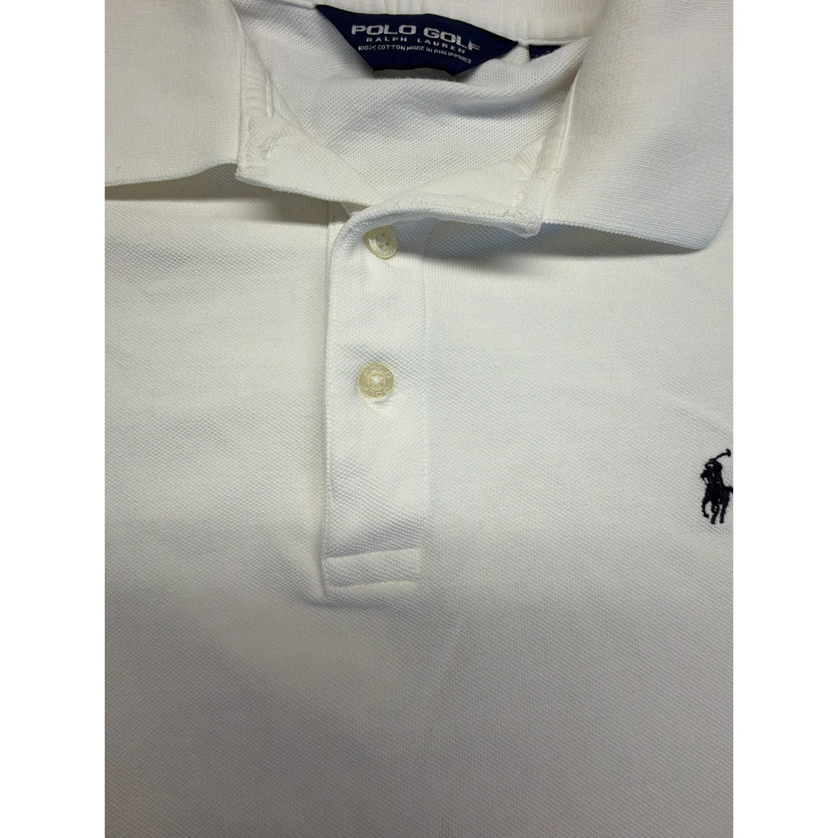 Polo Golf Ralph Lauren White 100% Cotton L White Polo Shirt Navy Logo