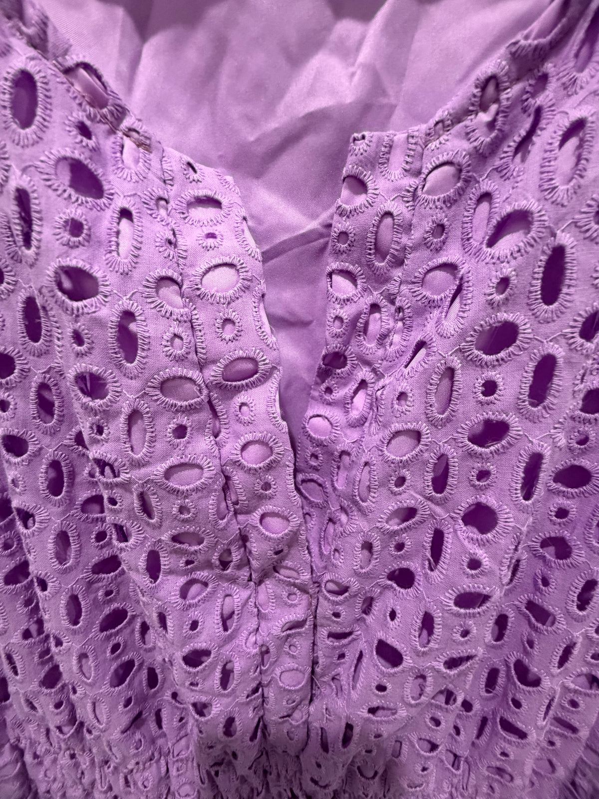 Women's Summer Hollow Out Eyelet Maxi Dress Purple Size XL New