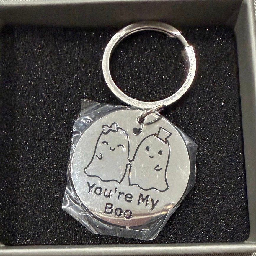 Nudarko “You’re My Boo” Engraved Ghost Couple Keychain Set of 2