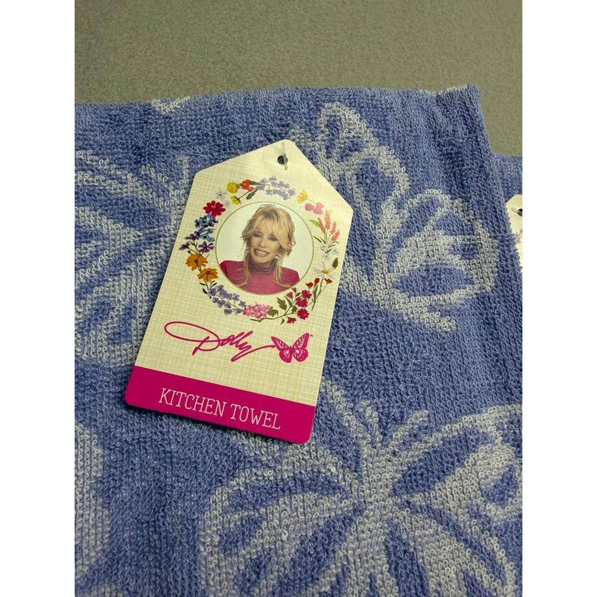 Dolly Parton Butterfly Pattern Kitchen Hand Towel Set Lot of 6 New with Tags