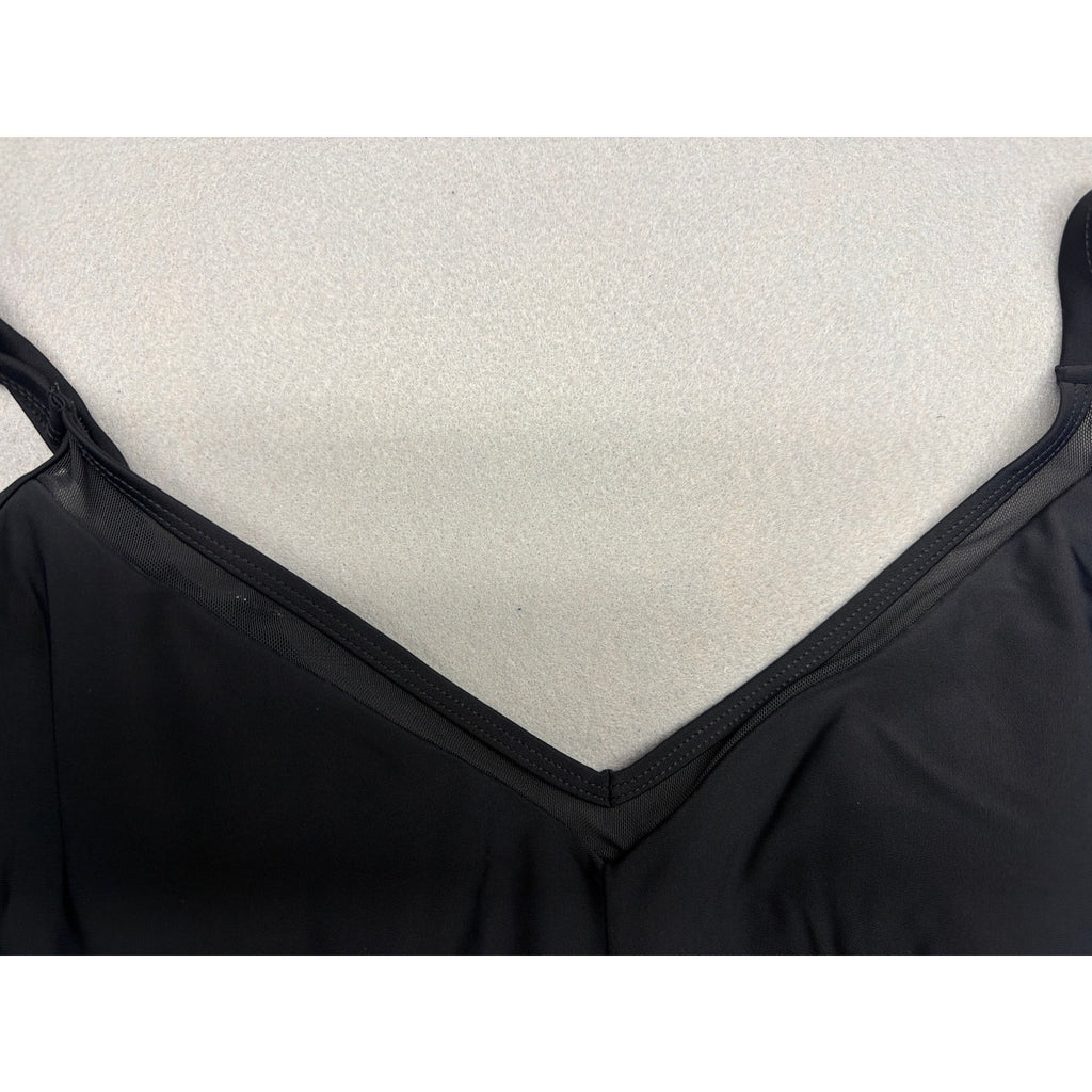 Smismivo Women's One Piece Ruched Waist Swimsuit with mesh V Neck Size XL