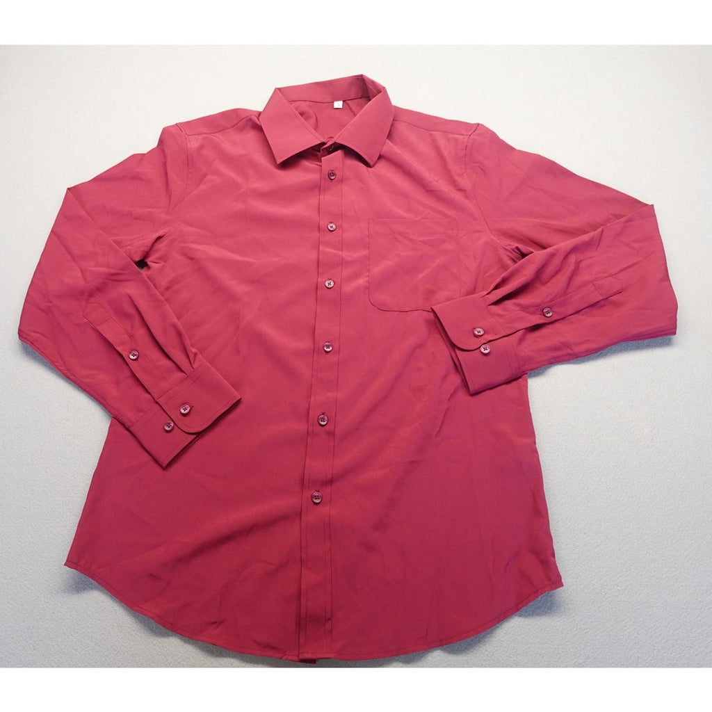 Men's Burgundy Wine Color Red Long Sleeve Dress Shirt Button down Size Small