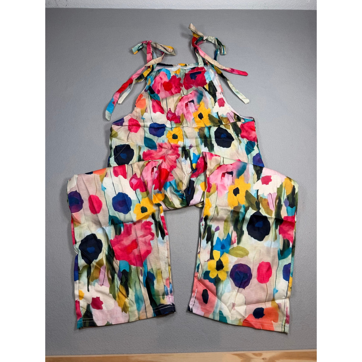 Floral Pant Jumper with Tie Straps and Pockets size S