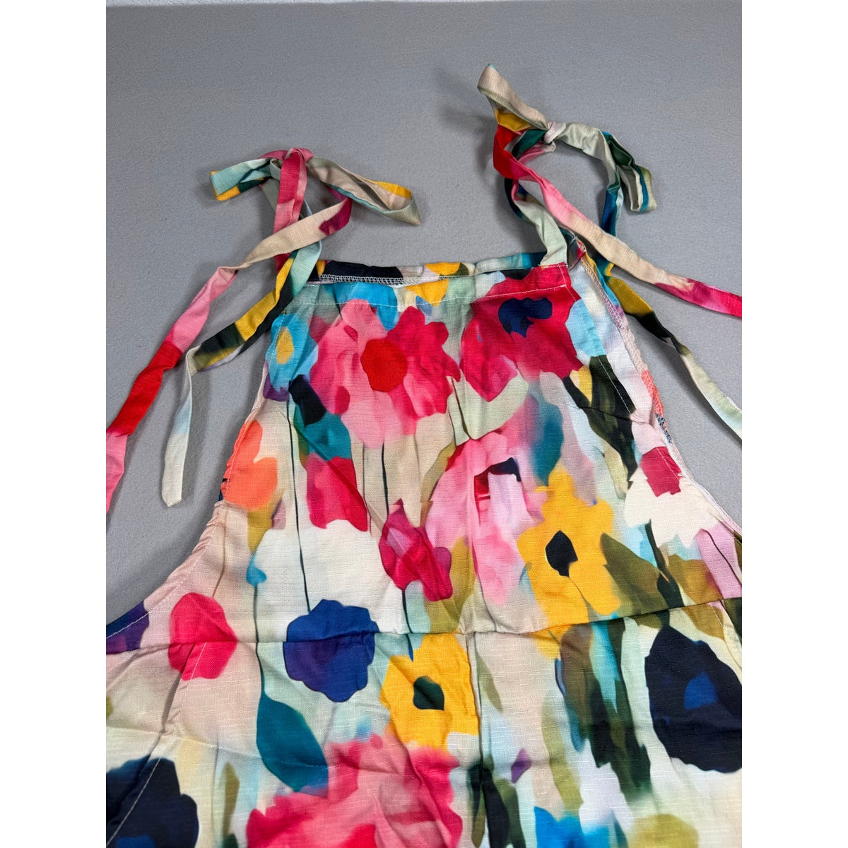 Floral Pant Jumper with Tie Straps and Pockets size S