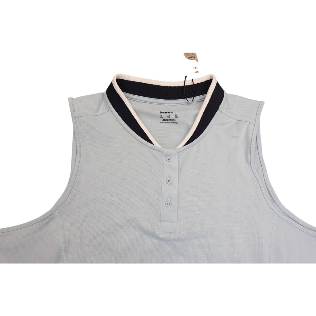 Puma Golf Women's Sleveless Polo Top Light Blue XXL NWT