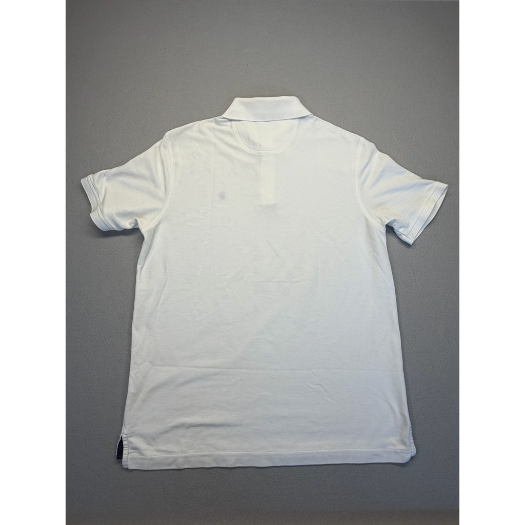 Men's IZOD White Short Sleeve Polo Shirt - Navy Logo - Size L