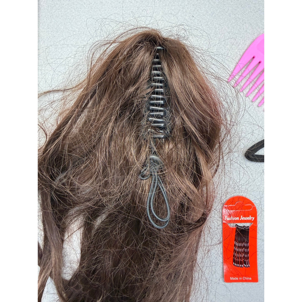 Claw Clip Ponytail Hair Extension in Dark/Chocolate Brown with Accessories