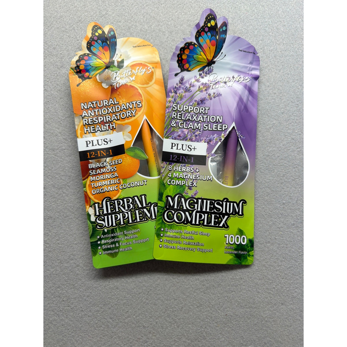 12-in-1 Herbal Supplement Stick Packs - Respiratory Health & Magnesium Relaxation Complex (2 pack duo)