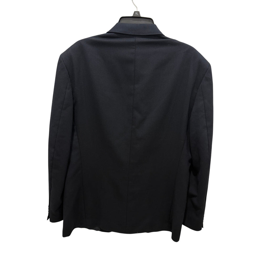 Jones New York Mens Wool Silk Blazer Jacket 4 Button Navy Sharkskin 44XL 46L