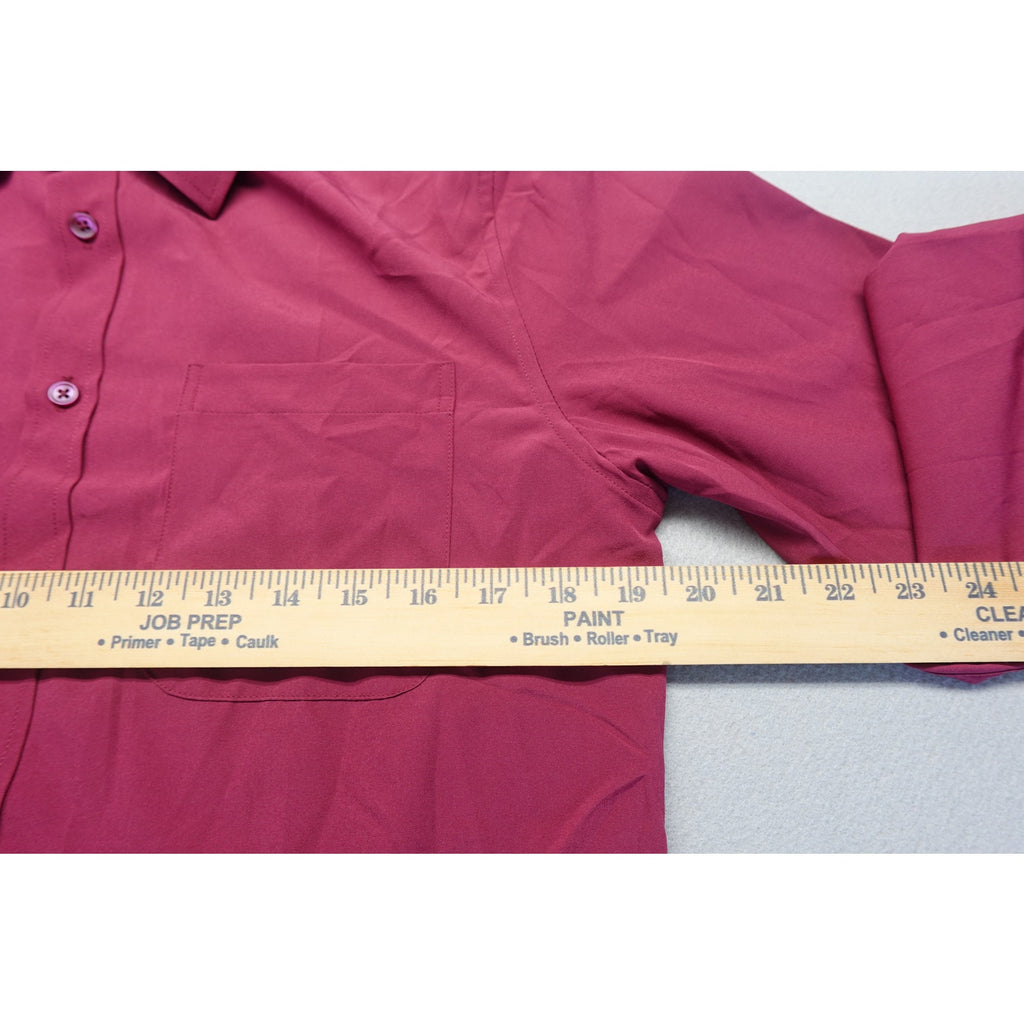 Men's Burgundy Wine Color Red Long Sleeve Dress Shirt Button down Size Small