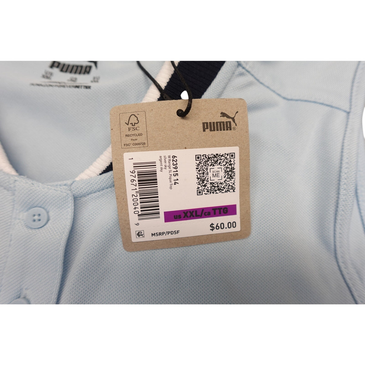Puma Golf Women's Sleveless Polo Top Light Blue XXL NWT
