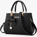 Top-Handle Handbag Crossbody Purse for Women Black with Bowtie Purse Charm