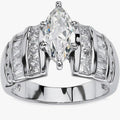 Women's Engagement Ring Fashion Jewelry 925 Sterling Silver Plated CZ Marquise Cut