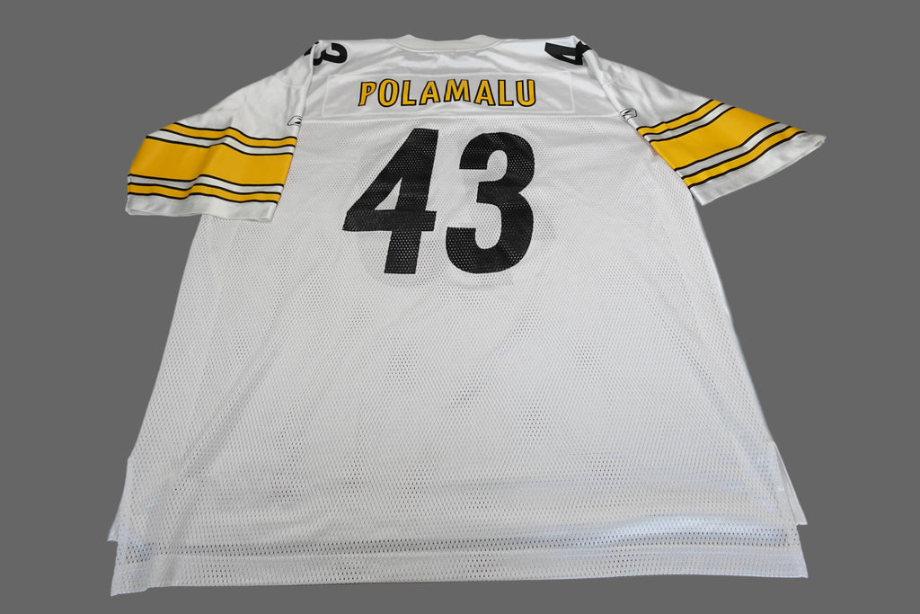 Reebok NFL Pittsburgh Steelers Troy Polamalu #43 On-Field White Jersey Size 2XL