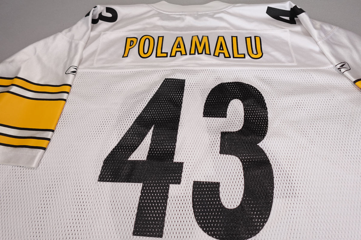 Reebok NFL Pittsburgh Steelers Troy Polamalu #43 On-Field White Jersey Size 2XL