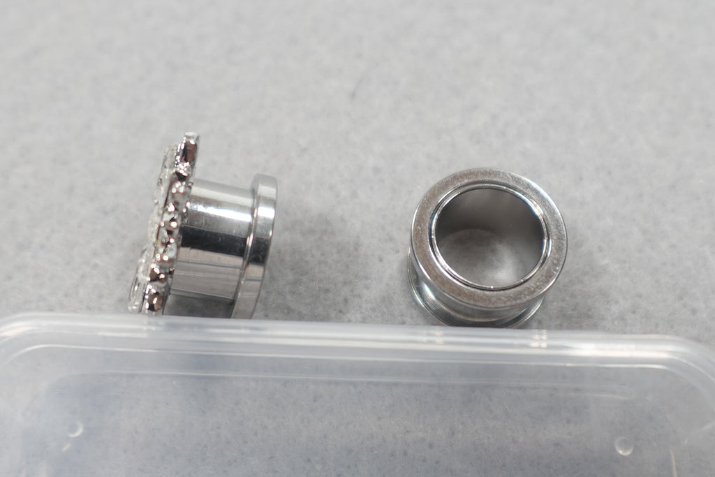 Ear Gauges Plugs with Cubic Zirconia Stanless Steel 12mm