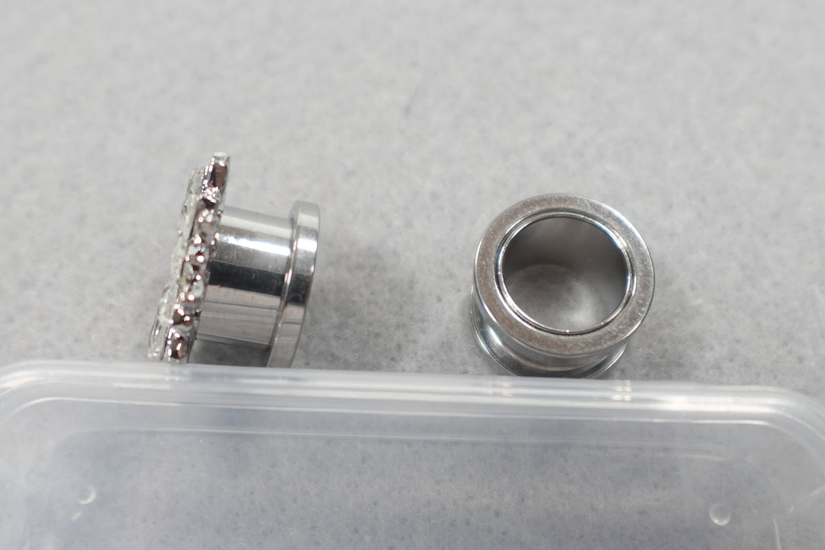Ear Gauges Plugs with Cubic Zirconia Stanless Steel 12mm
