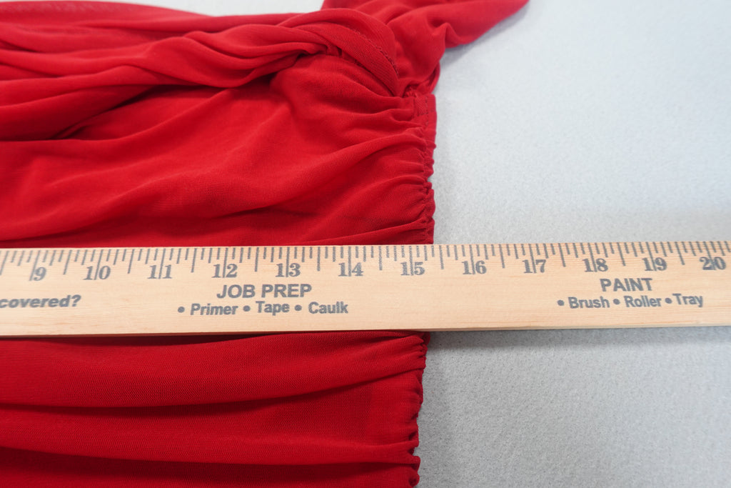 Red Ruched Midi Wide Strap Dress Size XL