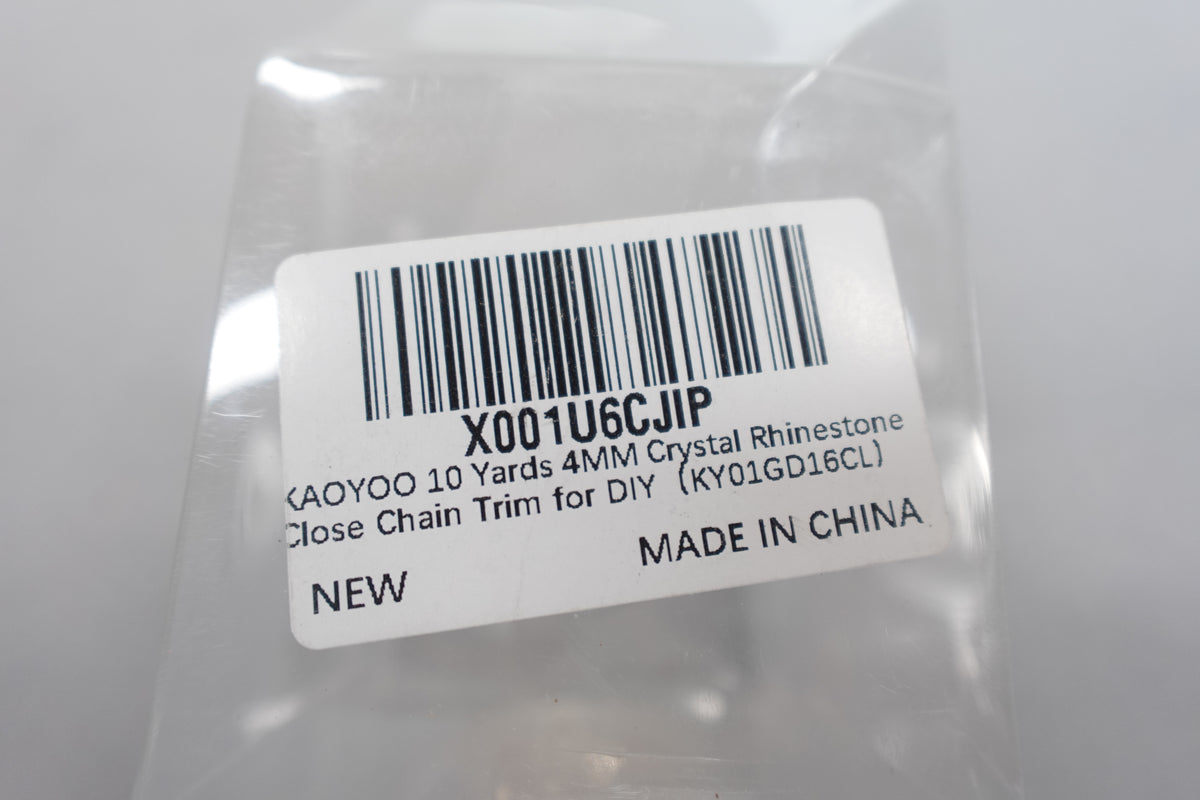 KAOYOO 10 yards Rhinestone Chain Trim 4mm Golden with Clear Beads