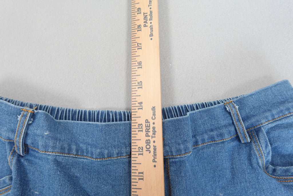 Women's Denim Cropped Capri Jeans with Frayed hem Size XL