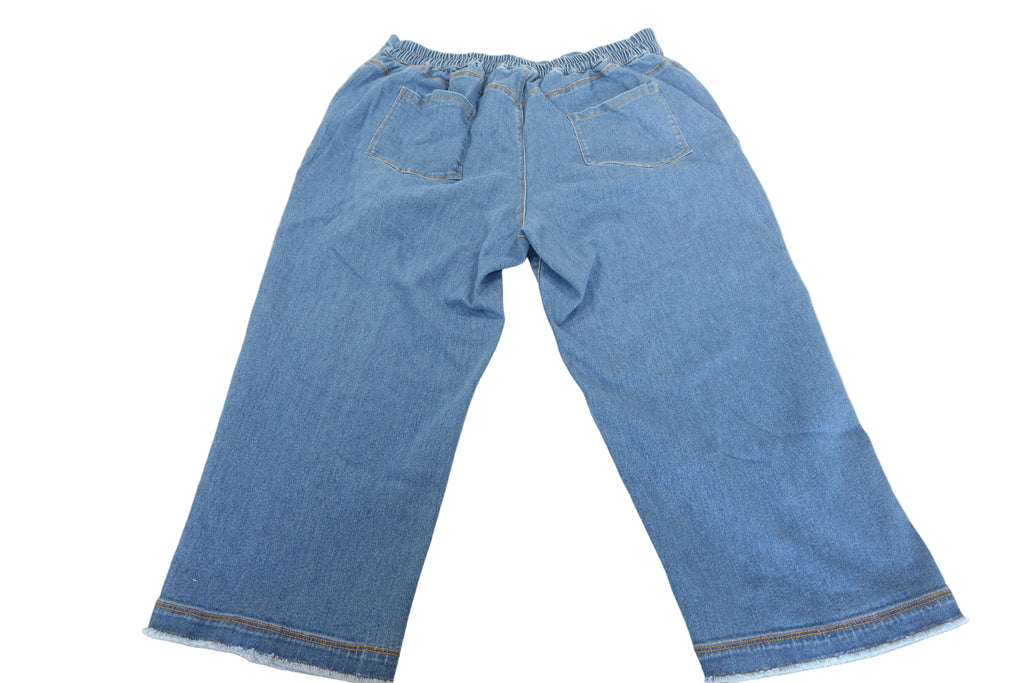 Women's Denim Cropped Capri Jeans with Frayed hem Size XL