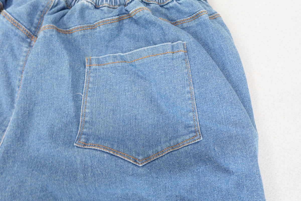 Women's Denim Cropped Capri Jeans with Frayed hem Size XL