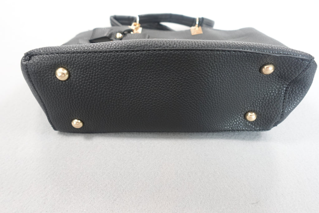Top-Handle Handbag Crossbody Purse for Women Black with Bowtie Purse Charm