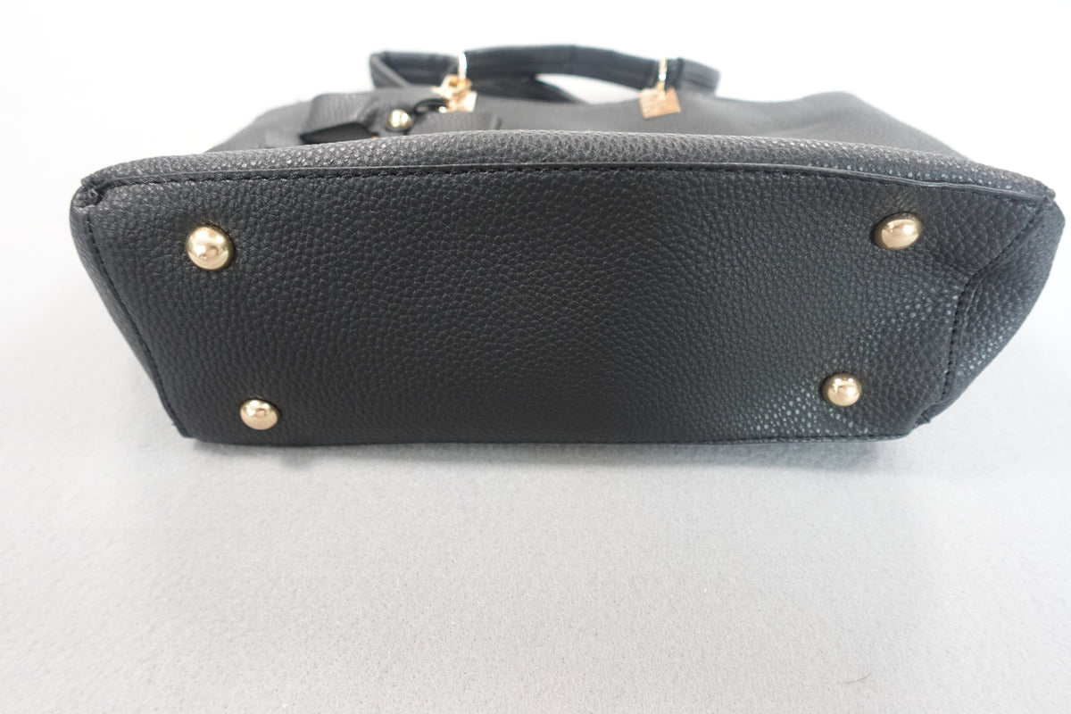 Top-Handle Handbag Crossbody Purse for Women Black with Bowtie Purse Charm