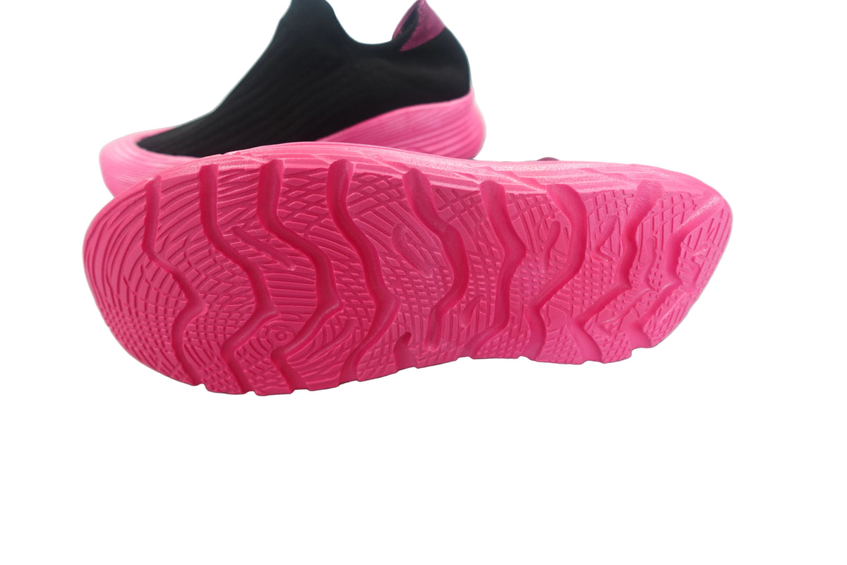 Slip on Walking Tennis Running Shoes Black with Pink Sole Size 43