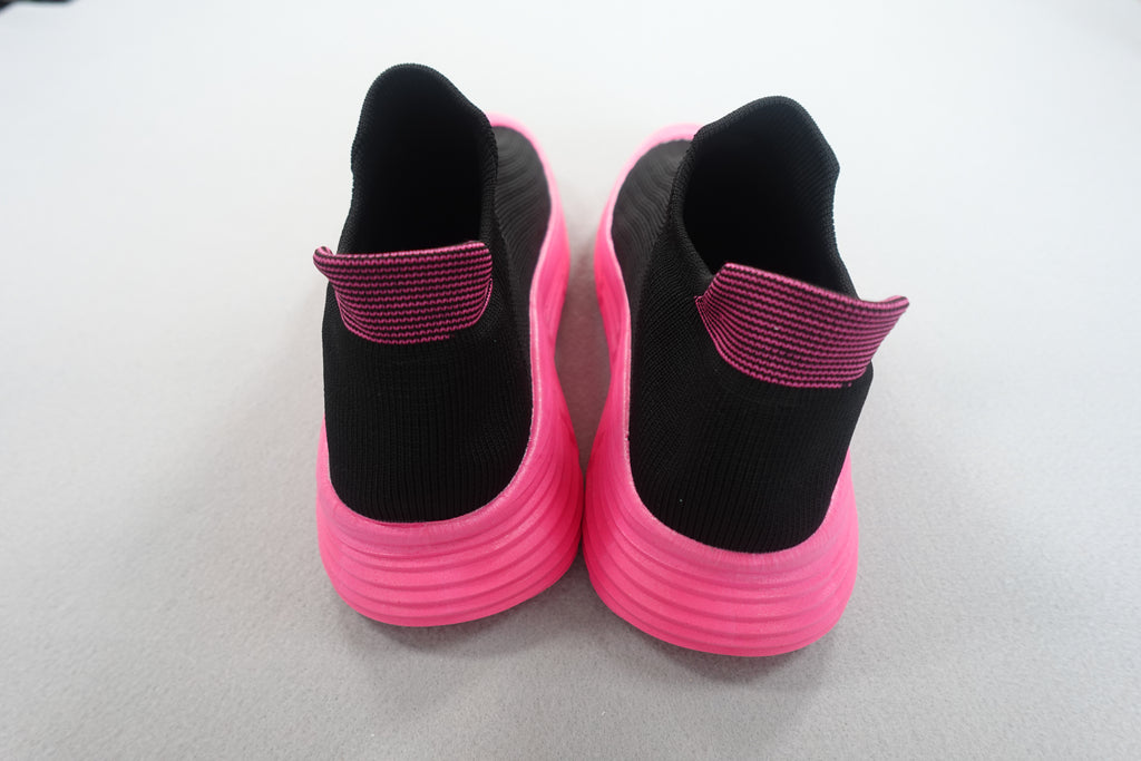 Slip on Walking Tennis Running Shoes Black with Pink Sole Size 43