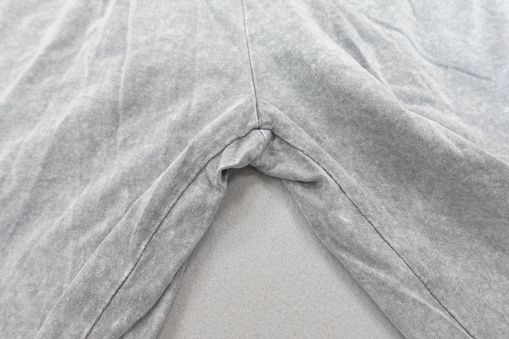 Gray acid washed men women  cotton jogger shorts with drawstring elastic waist size M