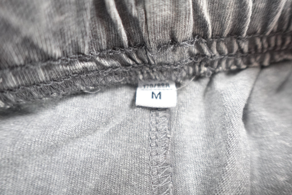 Gray acid washed men women  cotton jogger shorts with drawstring elastic waist size M