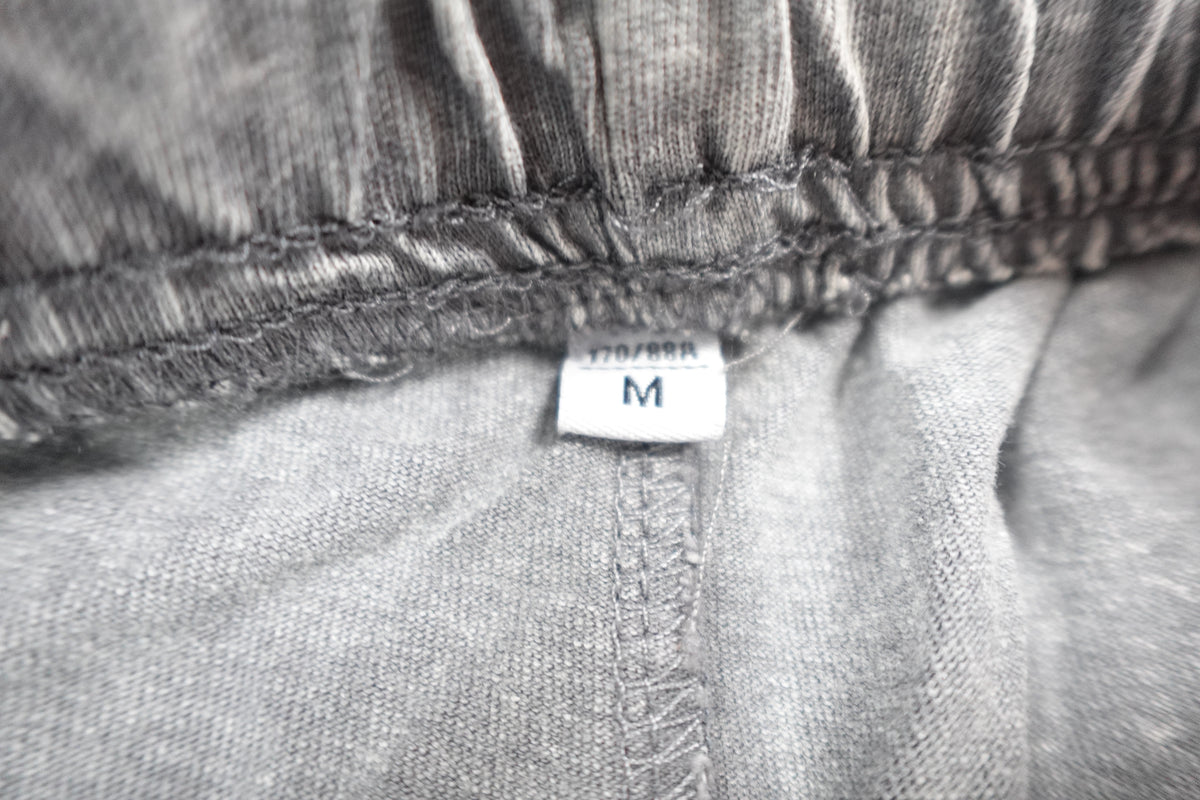Gray acid washed men women  cotton jogger shorts with drawstring elastic waist size M