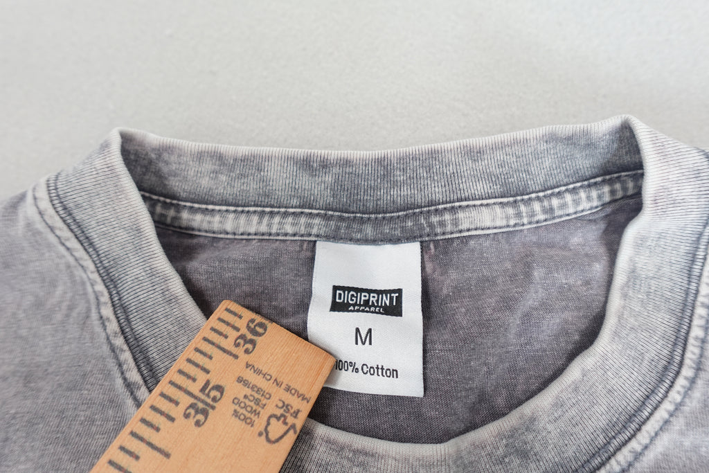 Gray acid washed men women crew neck tee shirt 100% cotton size M
