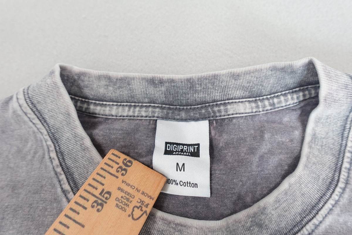 Gray acid washed men women crew neck tee shirt 100% cotton size M