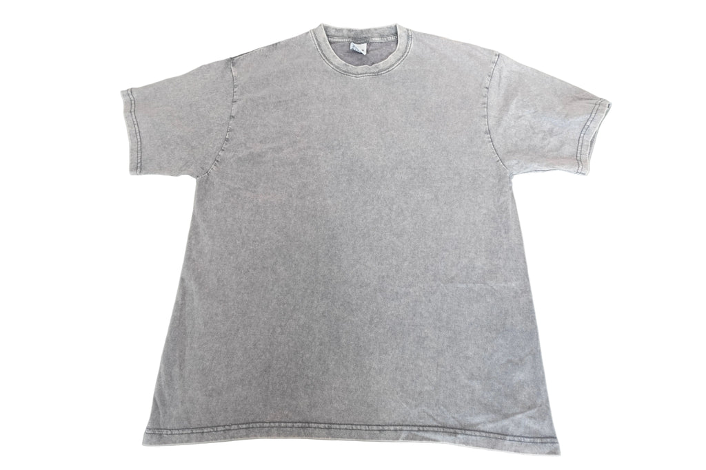 Gray acid washed men women crew neck tee shirt 100% cotton size M