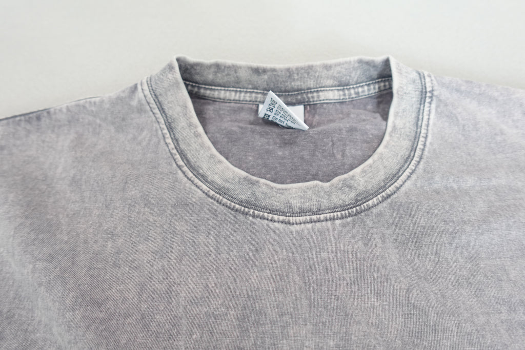 Gray acid washed men women crew neck tee shirt 100% cotton size M