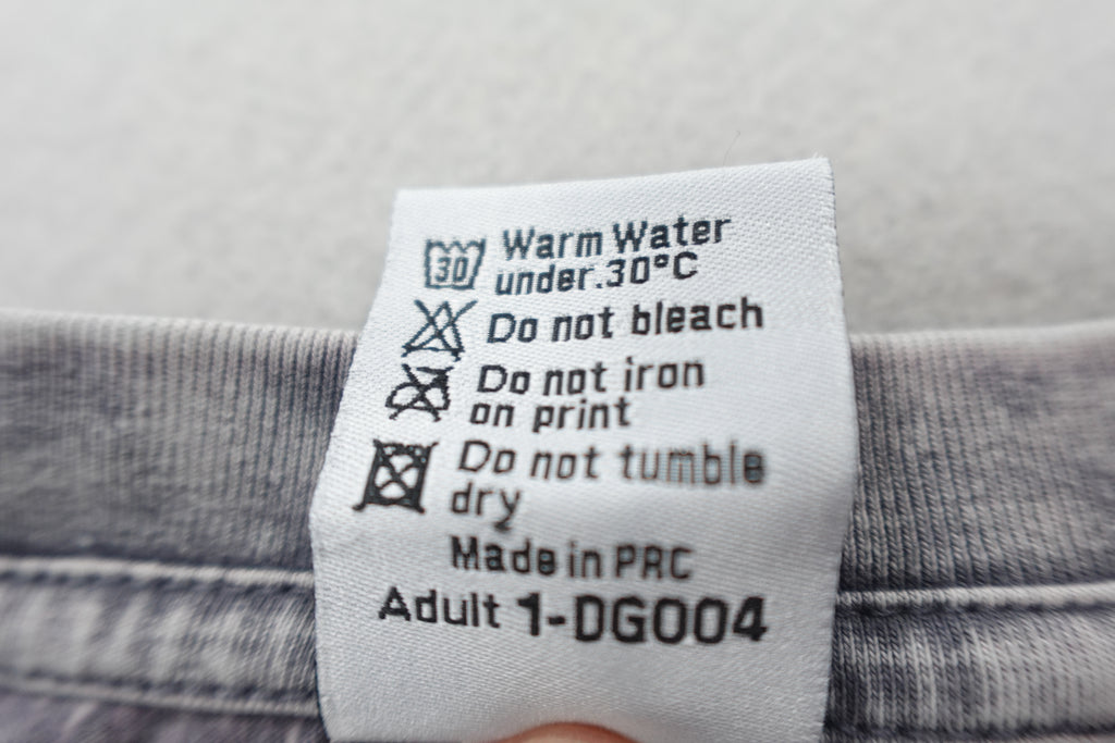 Gray acid washed men women crew neck tee shirt 100% cotton size M