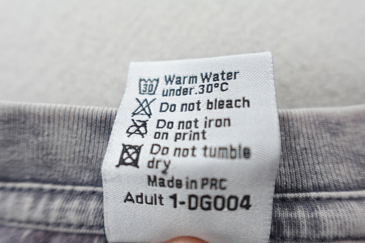 Gray acid washed men women crew neck tee shirt 100% cotton size M
