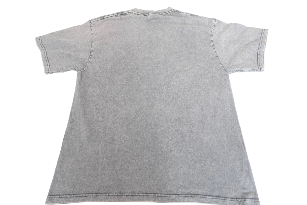 Gray acid washed men women crew neck tee shirt 100% cotton size M