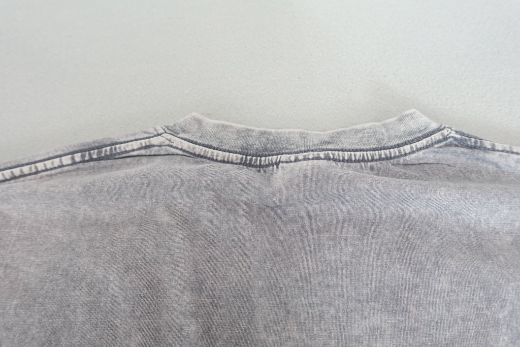 Gray acid washed men women crew neck tee shirt 100% cotton size M