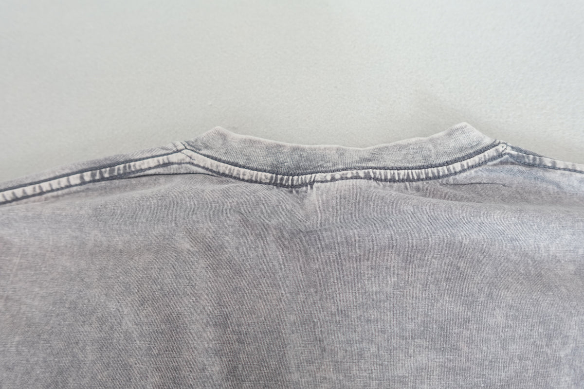 Gray acid washed men women crew neck tee shirt 100% cotton size M