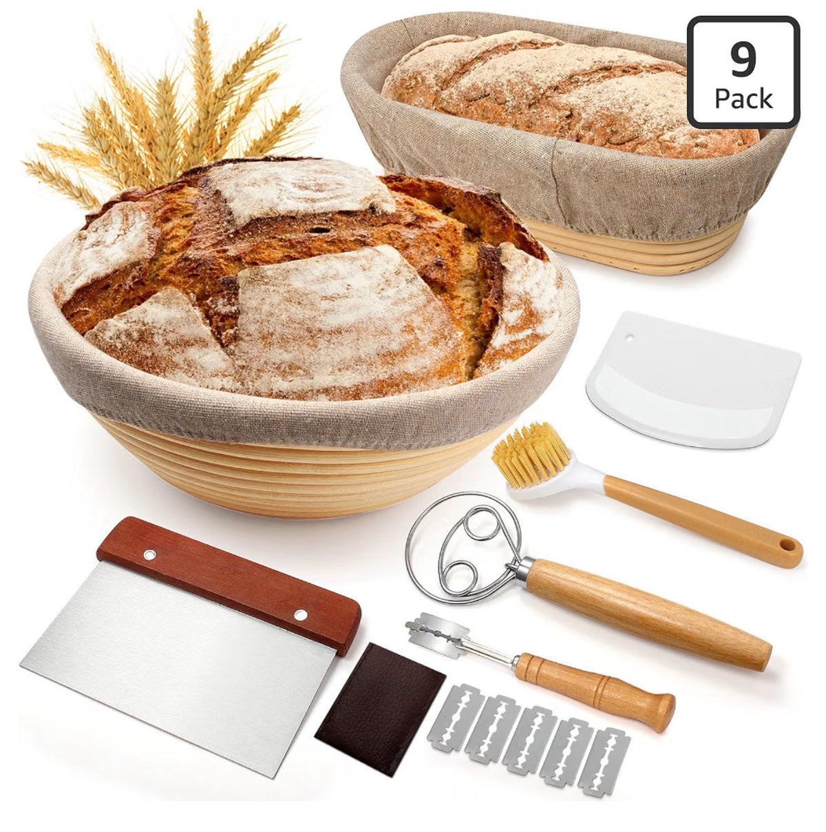 Sourdough Bread Proofing Basket Set 9 PCS