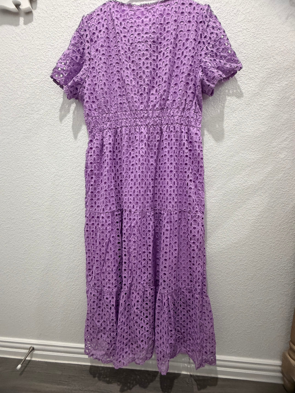 Women's Summer Hollow Out Eyelet Maxi Dress Purple Size XL New