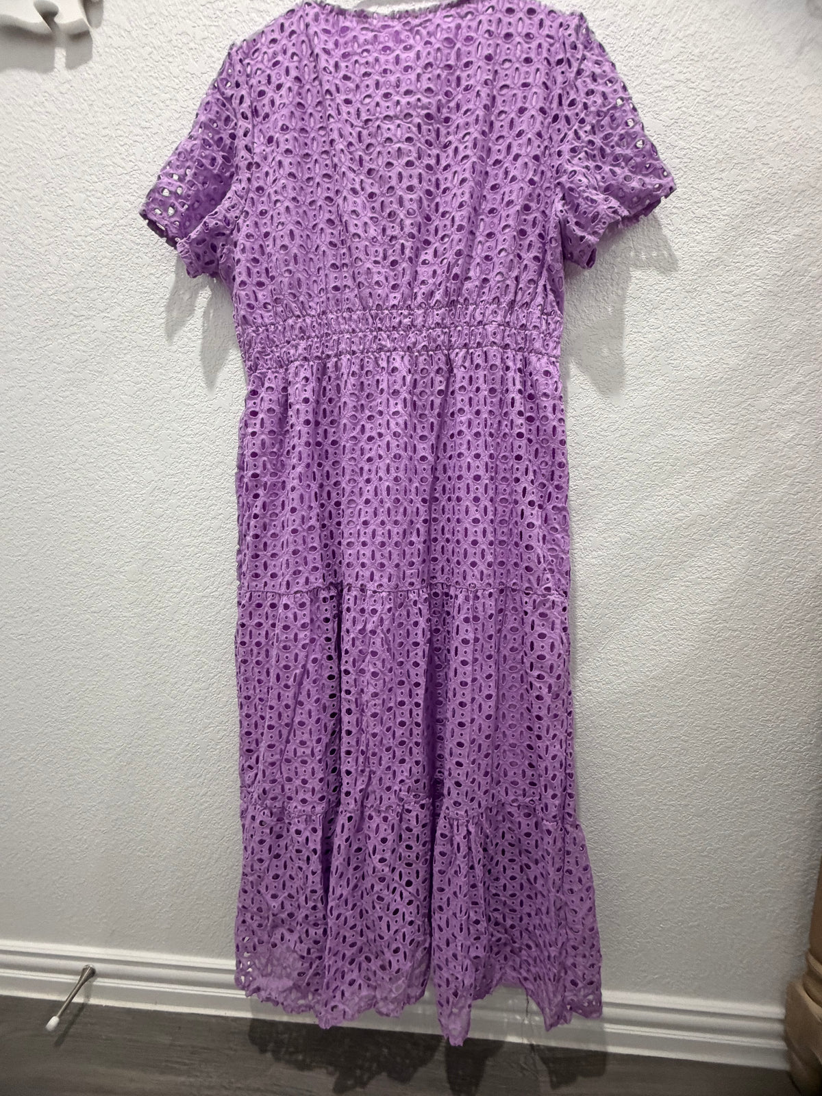Women's Summer Hollow Out Eyelet Maxi Dress Purple Size XL New