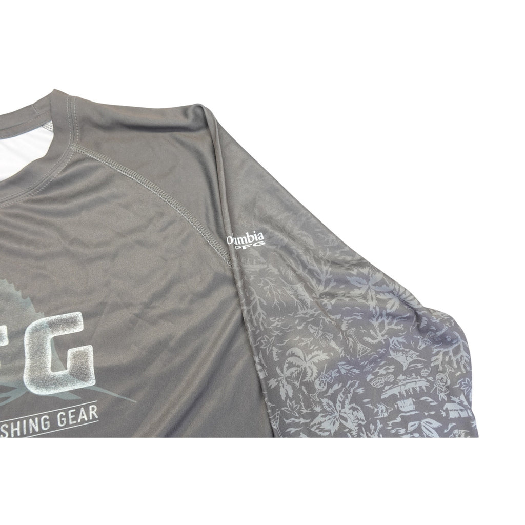 NWT Columbia PFG Super Terminal Tackle Fresh Fade LS Fishing Shirt Mens M Camo Grey