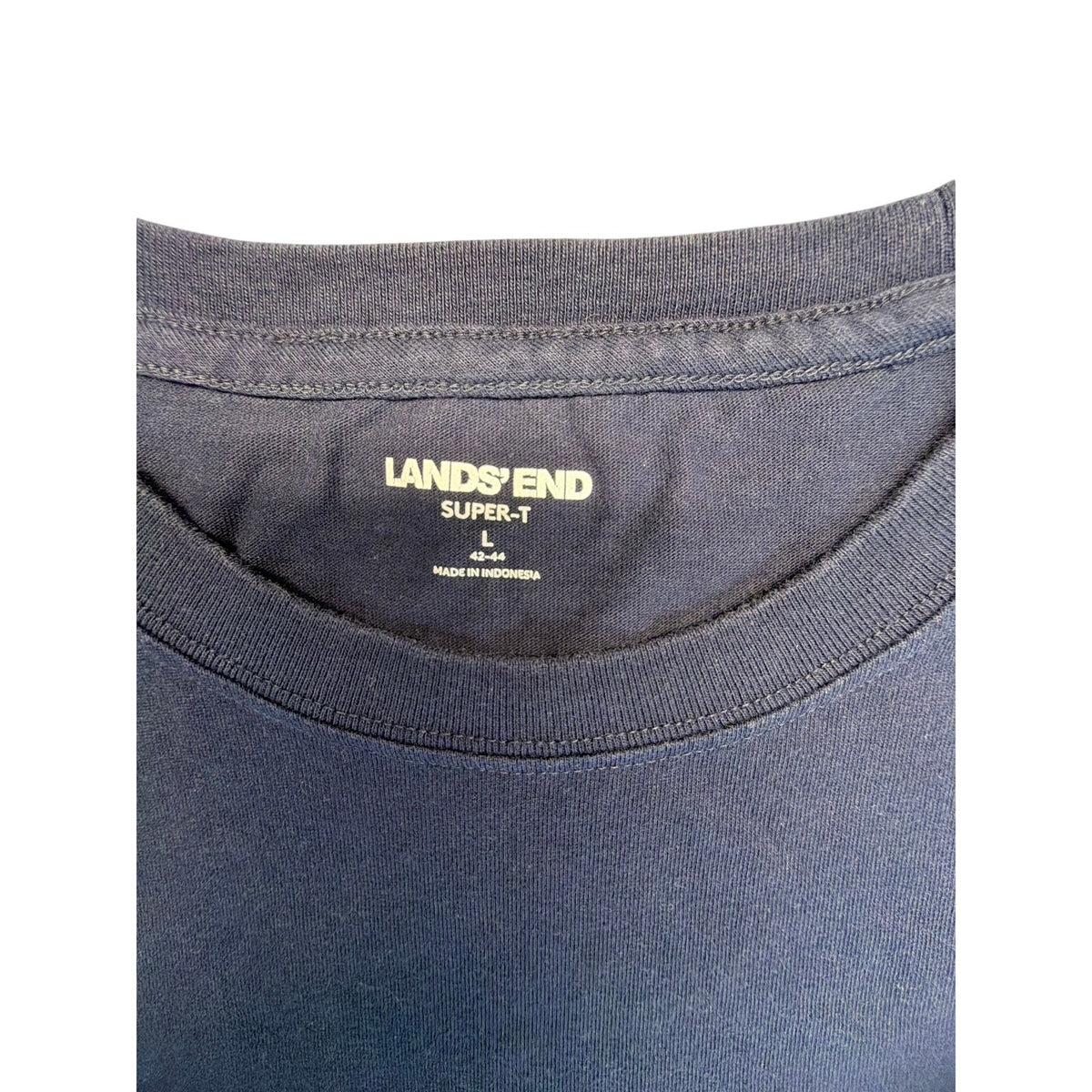 Lands' End Super-T Men's Long Sleeve Shirt Navy Blue Size Large
